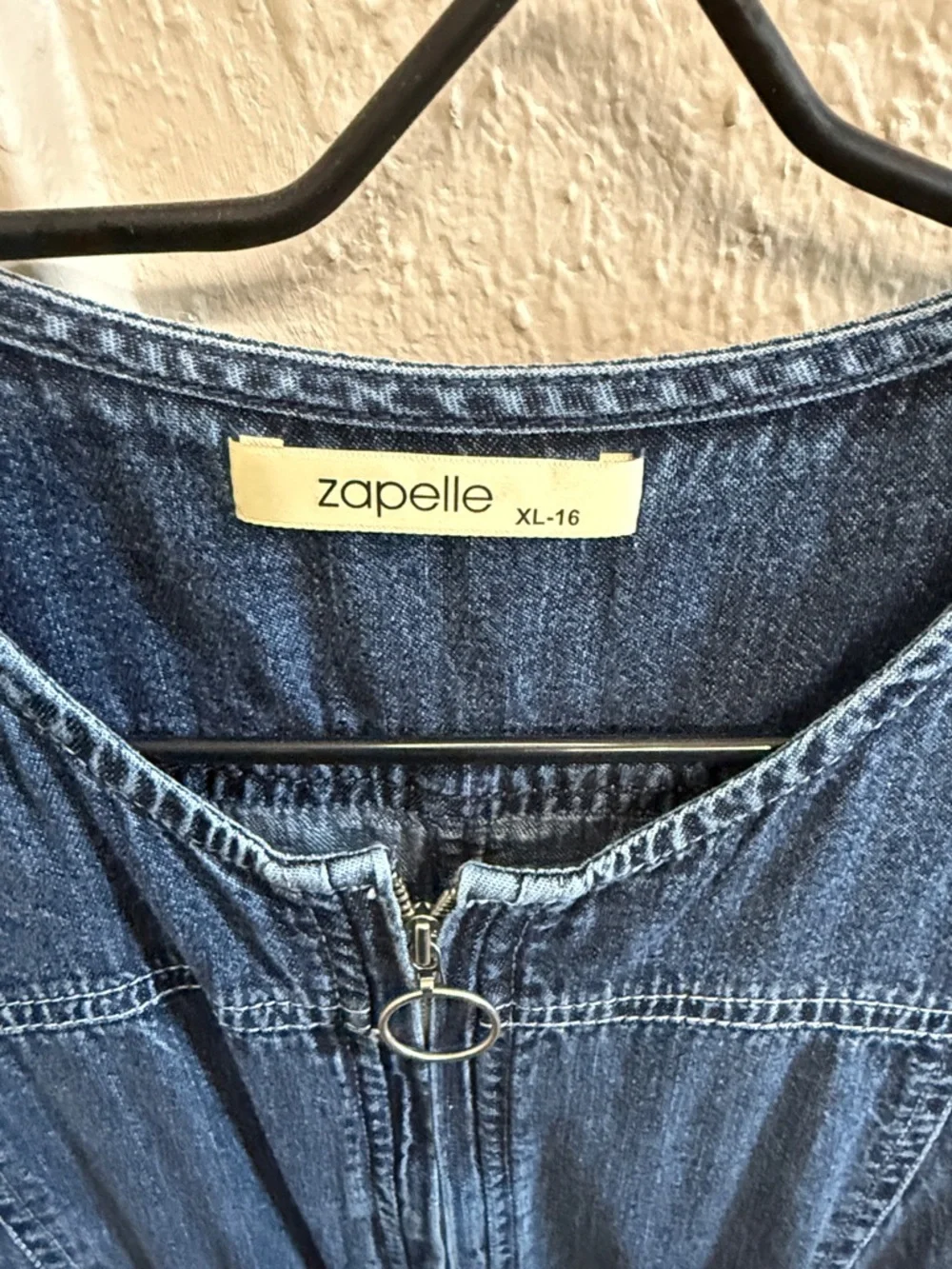 Zapelle Blue Denim Midi Dress with Front Zip - Picture 2 of 6
